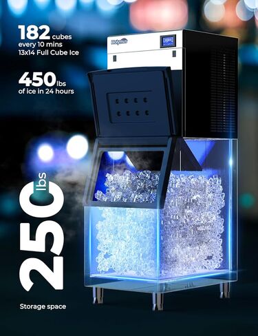 آلة صنع الثلج التجارية 33 رطلاً / 24 ساعة، آلة صنع الثلج على سطح الطاولة بسعة تخزين ثلج 3.3 رطل، 9 مكعبات جاهزة في 7-10 دقائق، آلة صنع الثلج بحجم 2 مكعبات ثلج | أسود in Kuwait
