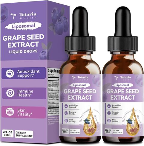 Grape Seed Extract Liquid Drops | High Potency 95% Polyphenols Antioxidant Supplement for Skin, Heart & Immune Support | Vegan, Gluten Free | Alcohol-Free & Non-GMO | 2FL in Kuwait