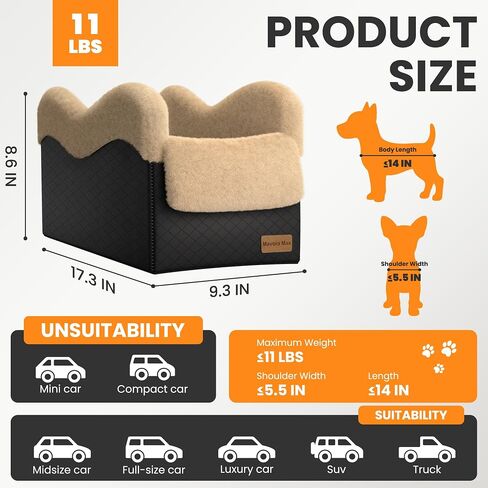 Center Console Dog Car Seat for Small Dogs Under 11lbs, Grey in Kuwait
