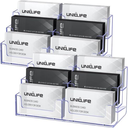 UniClife 2 Pack Acrylic Business Card حامل لمكتبي 8 فتحات عرض بطاقة عمل واضحة للرجال والنساء بطاقة عمل منظم البطاقة منظمة سطح العمل للمكتب ، 480 بطاقة بطاقة in Kuwait