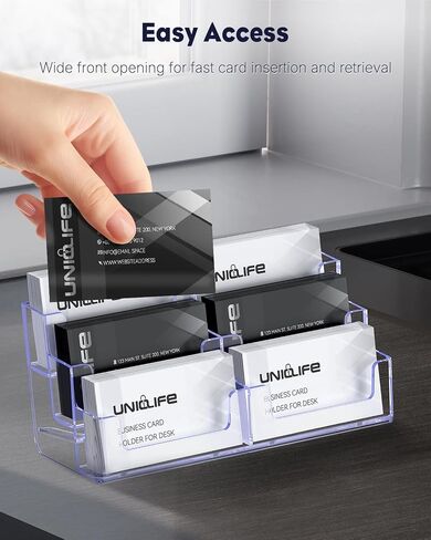 UniClife 2 Pack Acrylic Business Card حامل لمكتبي 8 فتحات عرض بطاقة عمل واضحة للرجال والنساء بطاقة عمل منظم البطاقة منظمة سطح العمل للمكتب ، 480 بطاقة بطاقة in Kuwait