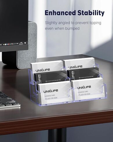 UniClife 2 Pack Acrylic Business Card حامل لمكتبي 8 فتحات عرض بطاقة عمل واضحة للرجال والنساء بطاقة عمل منظم البطاقة منظمة سطح العمل للمكتب ، 480 بطاقة بطاقة in Kuwait
