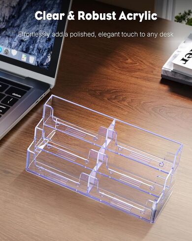 UniClife 2 Pack Acrylic Business Card حامل لمكتبي 8 فتحات عرض بطاقة عمل واضحة للرجال والنساء بطاقة عمل منظم البطاقة منظمة سطح العمل للمكتب ، 480 بطاقة بطاقة in Kuwait