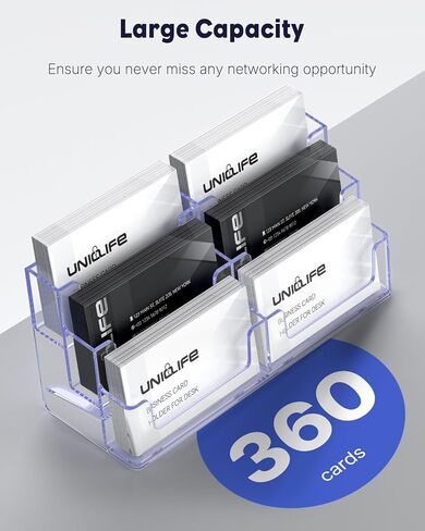 UniClife 2 Pack Acrylic Business Card حامل لمكتبي 8 فتحات عرض بطاقة عمل واضحة للرجال والنساء بطاقة عمل منظم البطاقة منظمة سطح العمل للمكتب ، 480 بطاقة بطاقة in Kuwait