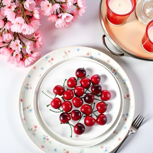 20Pcs Artificial Cherries, Lifelike Cherry Ornament Mini Cherry Model Photography Accessories Mini Faux Cherry Home Decor, Artificial Fruit, Decorations (Red) in Saudi Arabia