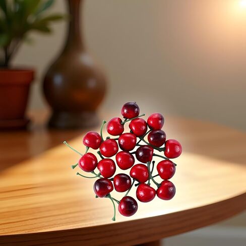 20Pcs Artificial Cherries, Lifelike Cherry Ornament Mini Cherry Model Photography Accessories Mini Faux Cherry Home Decor, Artificial Fruit, Decorations (Red) in Saudi Arabia