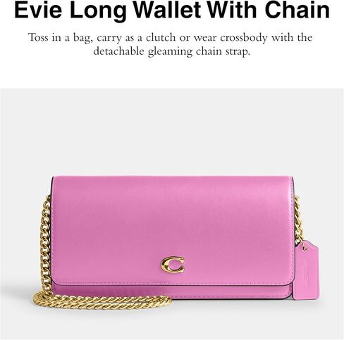 Coach Women's Evie Long Wallet with Chain Bi-Fold, Blush, One Size in Saudi Arabia