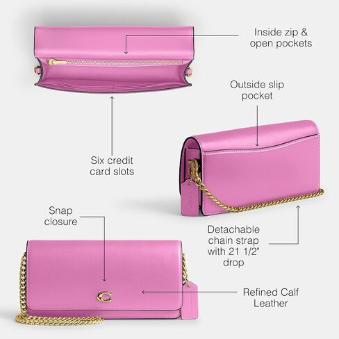 Coach Women's Evie Long Wallet with Chain Bi-Fold, Blush, One Size in Saudi Arabia