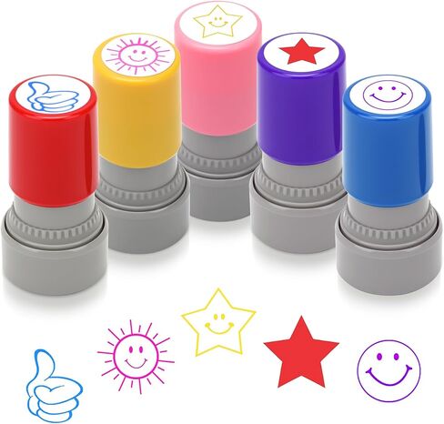 5 PCS Teacher Stamps for Classroom Self-Inking Rubber Behavior Stamps for Grading Cute Motivational Scoring Stamp Set for Homework Test Encouraging Students School Supplies in Saudi Arabia