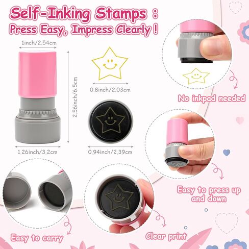 5 PCS Teacher Stamps for Classroom Self-Inking Rubber Behavior Stamps for Grading Cute Motivational Scoring Stamp Set for Homework Test Encouraging Students School Supplies in Saudi Arabia