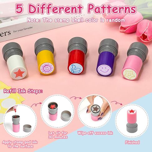 5 PCS Teacher Stamps for Classroom Self-Inking Rubber Behavior Stamps for Grading Cute Motivational Scoring Stamp Set for Homework Test Encouraging Students School Supplies in Saudi Arabia