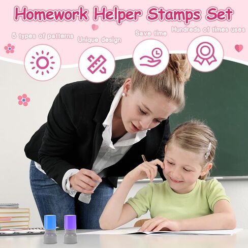 5 PCS Teacher Stamps for Classroom Self-Inking Rubber Behavior Stamps for Grading Cute Motivational Scoring Stamp Set for Homework Test Encouraging Students School Supplies in Saudi Arabia