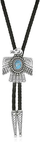 Montana Silversmiths أربعة رياح جنوب غرب النمط الهندسي البولو ربطة عنق الحبل الجلدي in Saudi Arabia