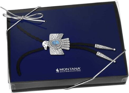 Montana Silversmiths أربعة رياح جنوب غرب النمط الهندسي البولو ربطة عنق الحبل الجلدي in Saudi Arabia