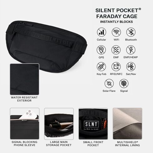 SLNT Essentials Sling Bag with Signal Blocking Faraday Phone Sleeve & EMF-reducing Pocket for On or Off Grid Use in Kuwait