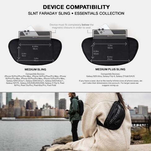 SLNT Essentials Sling Bag with Signal Blocking Faraday Phone Sleeve & EMF-reducing Pocket for On or Off Grid Use in Kuwait
