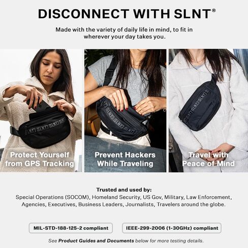 SLNT Essentials Sling Bag with Signal Blocking Faraday Phone Sleeve & EMF-reducing Pocket for On or Off Grid Use in Kuwait