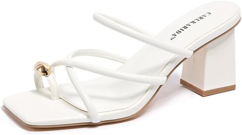 Women's Square Open Toe Heeled Sandals Glossy Material Mules Slip On Low Block Chunky Heeled Sandal on Comfortable Casual Dress Pumps Shoes with Sense of Luxury in Kuwait