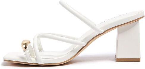 Women's Square Open Toe Heeled Sandals Glossy Material Mules Slip On Low Block Chunky Heeled Sandal on Comfortable Casual Dress Pumps Shoes with Sense of Luxury in Kuwait