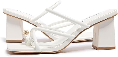 Women's Square Open Toe Heeled Sandals Glossy Material Mules Slip On Low Block Chunky Heeled Sandal on Comfortable Casual Dress Pumps Shoes with Sense of Luxury in Kuwait