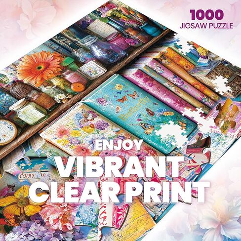 1000 Piece Puzzles for Adults,Vintage Flower Jigsaw Puzzle,Retro Bird Puzzles 1000 Pieces,Creative Games and Gifts Difficult Oil Painting Puzzle Home Decor Toy for Adults (27.5"x19.6"), 1:1 Poster in Saudi Arabia