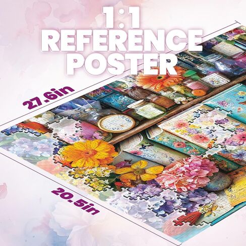 1000 Piece Puzzles for Adults,Vintage Flower Jigsaw Puzzle,Retro Bird Puzzles 1000 Pieces,Creative Games and Gifts Difficult Oil Painting Puzzle Home Decor Toy for Adults (27.5"x19.6"), 1:1 Poster in Saudi Arabia