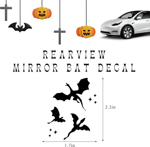 Rearview Mirror Halloween Bat Decal, Funny Flying Bats Window Bumper Vinyl Sticker, Spooky Gothic Bats Decal for Car Truck Mirror Laptop, Car Decoration Accessories in Saudi Arabia