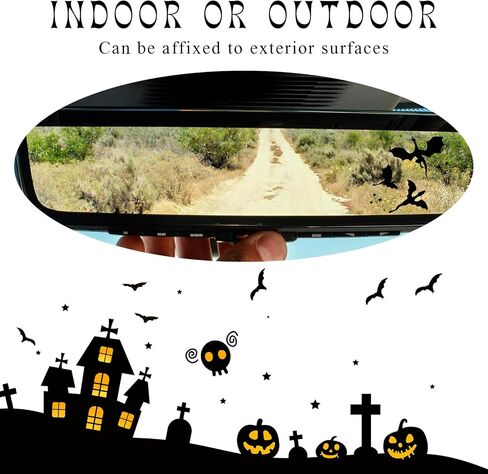 Rearview Mirror Halloween Bat Decal, Funny Flying Bats Window Bumper Vinyl Sticker, Spooky Gothic Bats Decal for Car Truck Mirror Laptop, Car Decoration Accessories in Saudi Arabia