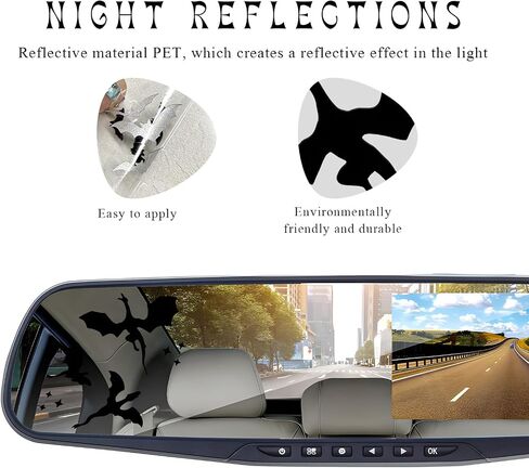 Rearview Mirror Halloween Bat Decal, Funny Flying Bats Window Bumper Vinyl Sticker, Spooky Gothic Bats Decal for Car Truck Mirror Laptop, Car Decoration Accessories in Saudi Arabia