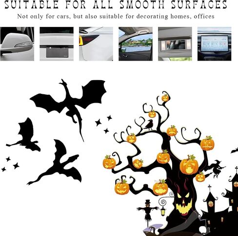 Rearview Mirror Halloween Bat Decal, Funny Flying Bats Window Bumper Vinyl Sticker, Spooky Gothic Bats Decal for Car Truck Mirror Laptop, Car Decoration Accessories in Saudi Arabia