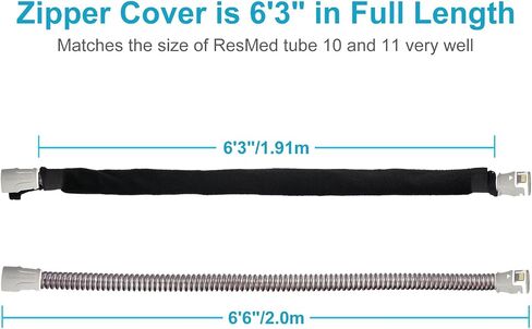 iGuerburn 6ft 4in CPAP Hose Cover for ResMed Airsense 11 & 10 ClimateLineAir Heated Tubing, Full-Length Zipper CPAP Tube Cover Sleeve Reduces Condensation & Noise, Cat Proof in Saudi Arabia