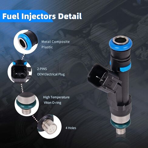Automotive Fuel Injectors Compatible with 2007-2017 Jeep Compass Patriot 2009-2015 Dodge Journey 2008-2014 Avenger 2011-2014 Chrysler 200 2.0L 2.4L Replaces 04891577AC in Saudi Arabia
