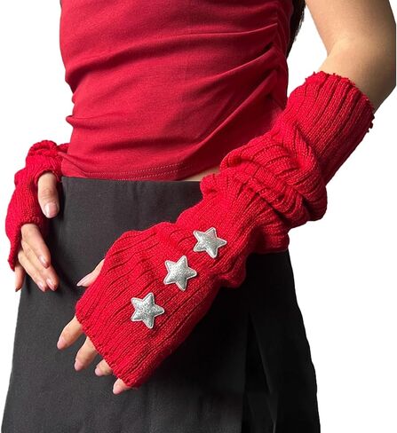 قفازات الجرونج الجمالية على ذراع الذراع - y2k crochet crochet متماسكة قفازات طويلة الأكمام in Kuwait