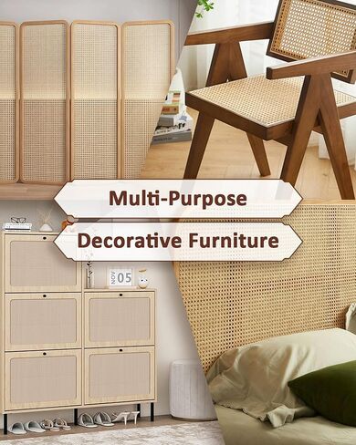 APMOE 16" W Natural Cane Webbing - 60" L Hexagon Rattan Roll Material Fabric Sheets for DIY - Woven Open Mesh Caning for Furniture Chairs Basket Cabinet Repair Supplies in Kuwait