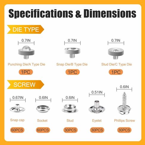 مجموعة أدوات السحتين المقطوعة 60 مجموعة ، كماشة قابلة للتعديل ، مع رأس مغناطيسي ، أزرار مقطوعة معدنية من الفولاذ المقاوم للصدأ مقاس 15 مم ، مقطوعة لإصلاح أغطية القوارب ، واستبدال أغطية DIY ، قماش ، جلد ، قماش القنب in Kuwait