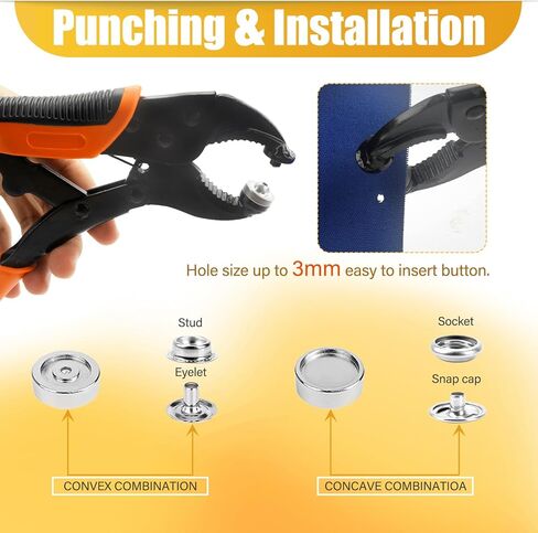 مجموعة أدوات السحتين المقطوعة 60 مجموعة ، كماشة قابلة للتعديل ، مع رأس مغناطيسي ، أزرار مقطوعة معدنية من الفولاذ المقاوم للصدأ مقاس 15 مم ، مقطوعة لإصلاح أغطية القوارب ، واستبدال أغطية DIY ، قماش ، جلد ، قماش القنب in Kuwait