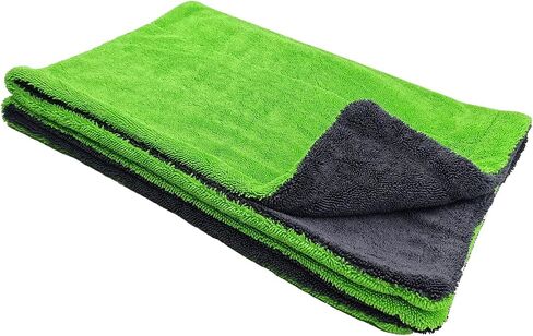 2-Pack Car Drying Towels, 16"x 16" Microfiber Drying Towel for Car Detailing, 1400 GSM High Absorbent Edgeless Streak Free Car Wash Drying Towels for Car Truck SUV, Green&Gray in Kuwait