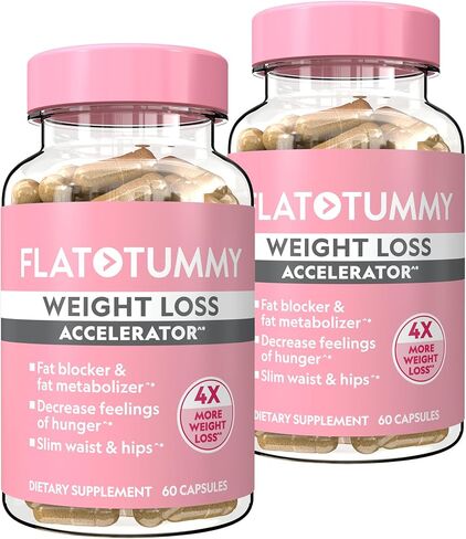 Flat Tummy Weight Loss Accelerator – Clinically Proven Fat Burner & Appetite Suppressant for Women, Post GLP-1 Supplement – Achieve a Slimmer Waist & HIPS – 60 Capsules in Kuwait