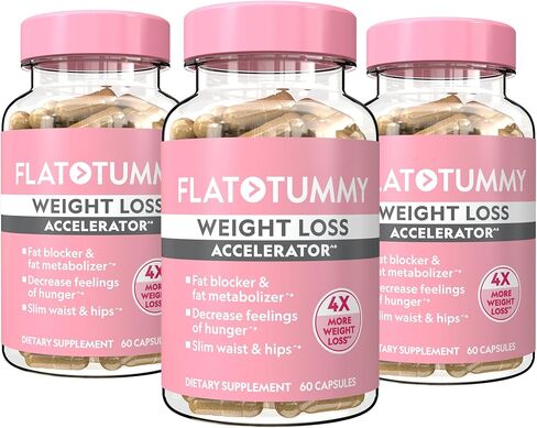 Flat Tummy Weight Loss Accelerator – Clinically Proven Fat Burner & Appetite Suppressant for Women, Post GLP-1 Supplement – Achieve a Slimmer Waist & HIPS – 60 Capsules in Kuwait
