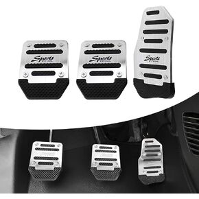 3 PCS Car Anti-Skid Pedal Pads, Accelerator Brake Clutch Alloy Strip Rubber Stripe Pedal Kit, Manual Transmission Brake Pad Cover Replacement, Universal Accessories for Most Cars (Red)