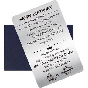 Wallet Card，Metal Engraved Wallet Insert Card（I LOVE YOU FOREVER), Metal Gift Card for Him or Her, Anniversary Card for Wedding, Birthday and Valentine's Day
