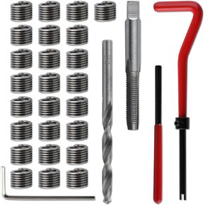 30 Piece M6 x 1.0mm Thread Repair Kit, HSS Drill Helicoil Thread Repair Kit, Metric Bolt Thread Repair Insert Kit Portable Rethreading Tool Kit, Compatible Hand Tool Set for Auto Repairing
