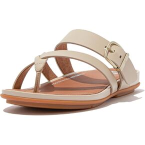 صندل نسائي من FitFlop مصنوع من الجلد بإبزيم Gracie ومزود بكعب عريض