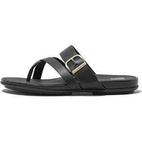 FitFlop Women's Gracie Buckle Leather Strappy Toe-Post Sandals Wedge