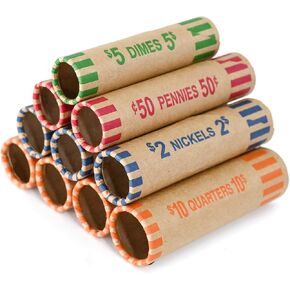 6400 قطعة متنوعة من لفات أغلفة العملات المعدنية شديدة التحمل - الأرباع والبنسات والنيكل والدايمات (إجمالي 6400 قطعة) in Kuwait