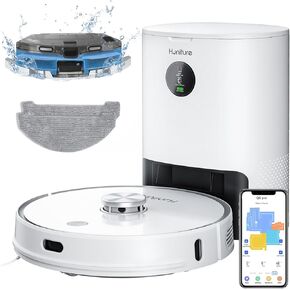 HONITURE Robot Vacuum and Mop Combo,Q6 Pro Robot Vacuum Cleaner with Self-Emptying,4000pa Max Suction Laser Navigator Robotic Vacuum with Smart Mapping,250 Mins Run-Time,App Control,Ideal for Pet Hair
