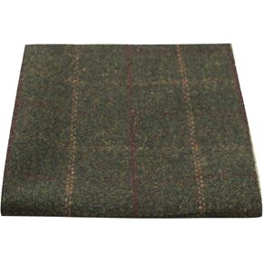 King & Priory Heritage Check Moss Green Pocket Square, Handkerchief
