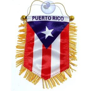 Puerto Rico Small Mini Flag Banner Rearview Mirror Boricua Puerto Rican flag Fringed Window Hanging