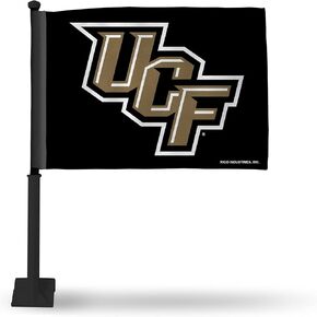 Rico Industries NCAA Central Florida Knights Alternate Car Flag W' Black Pole Double Sided Car Flag - 16" x 19" - Strong Pole That Hooks onto Car/Truck/Automobile