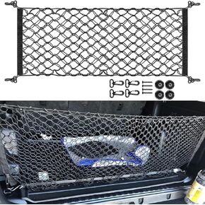 RED WOLF Envelope Style Cargo Net Fits for 2020-2024 Toyota Highlander, 43.3 x 15.7 Inch Double Layer Cargo Netting Rear Trunk Organizer Storage w/Screw Cap Installation Kit, Cargo Net for SUV Truck